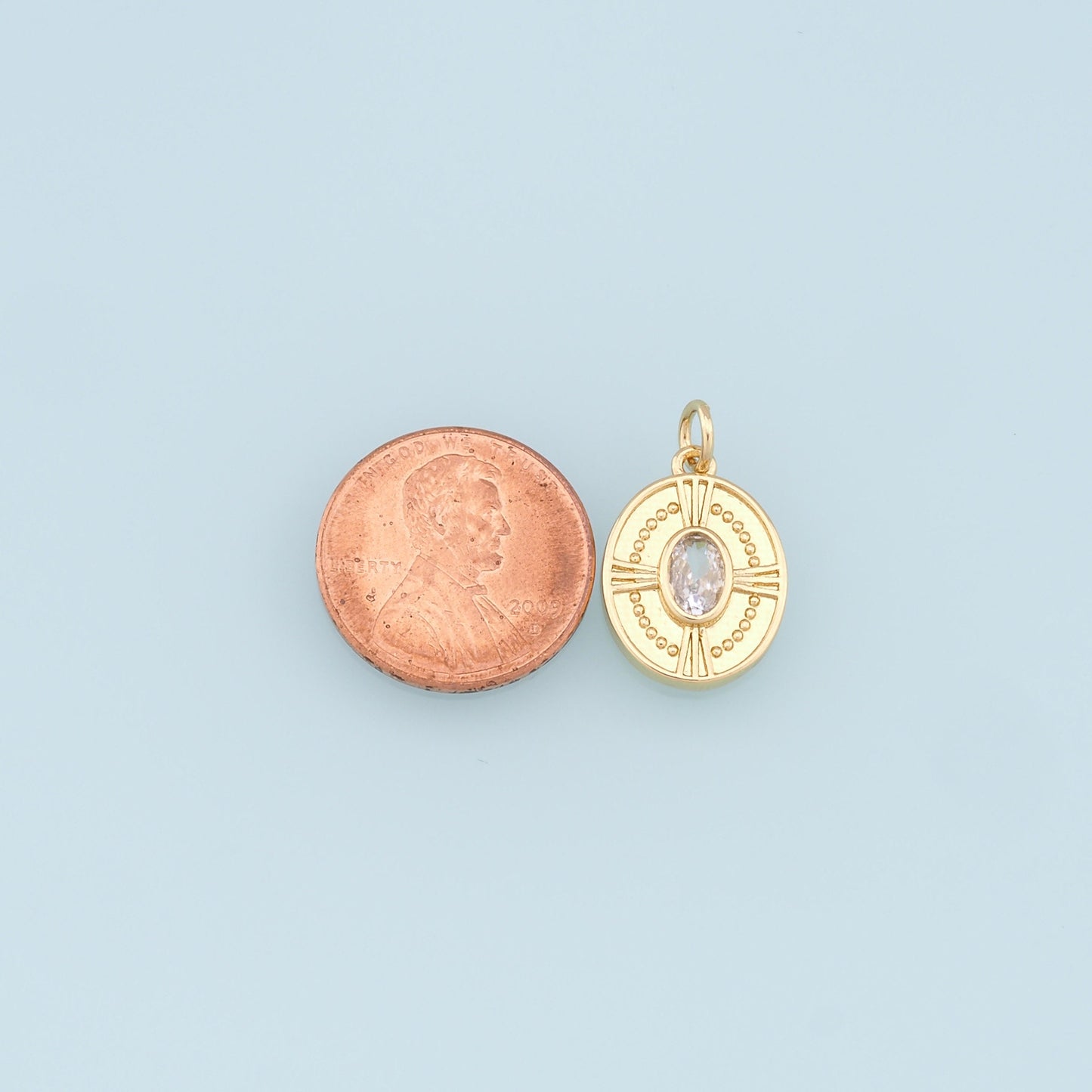 Gold Oval Charms,18K Gold Filled Oval Pendant,Crystal Oval Charm Bracelet Necklace for DIY Jewelry Making Supply