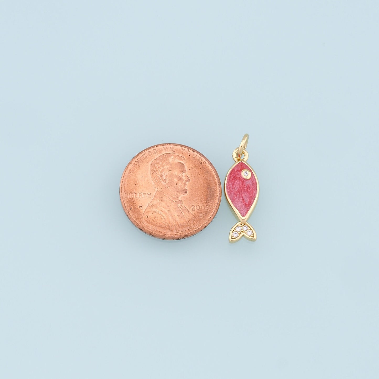 Gold Fish Charms,18K Gold Filled Enamel Fish Pendant,Kawaii Charm Bracelet Necklace for DIY Jewelry Making Supply