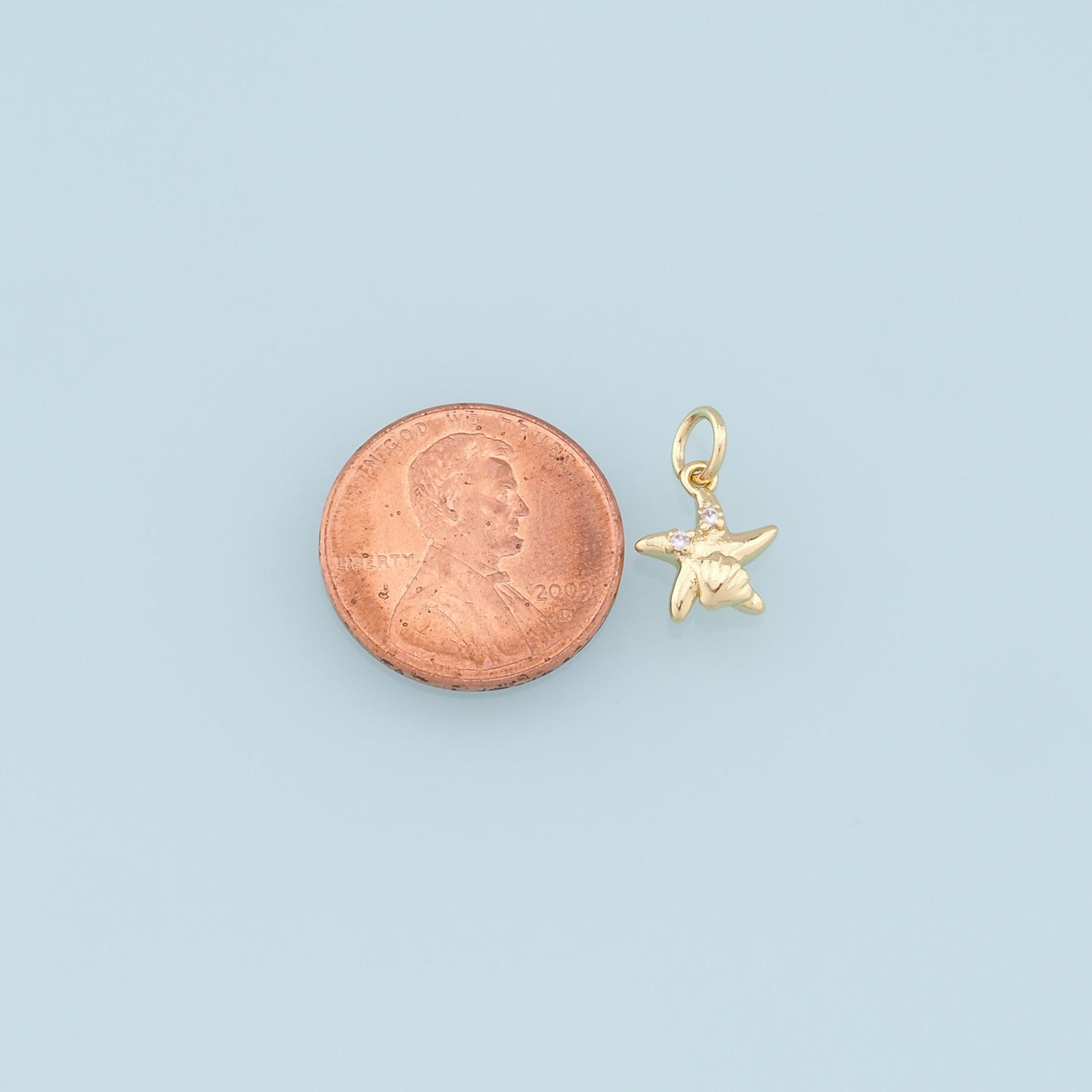 Gold Starfish Charms,18K Gold Filled Sea Star Pendant,CZ Starfish Charm Bracelet Necklace for DIY Jewelry Making Supply