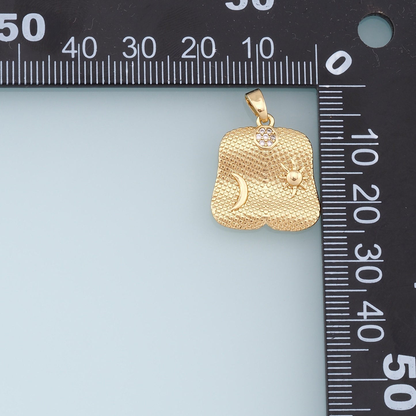 Gold Moon Star Charms,18K Gold Filled Square Sun Pendant,Celestial Charm Bracelet Necklace for DIY Jewelry Making Supply