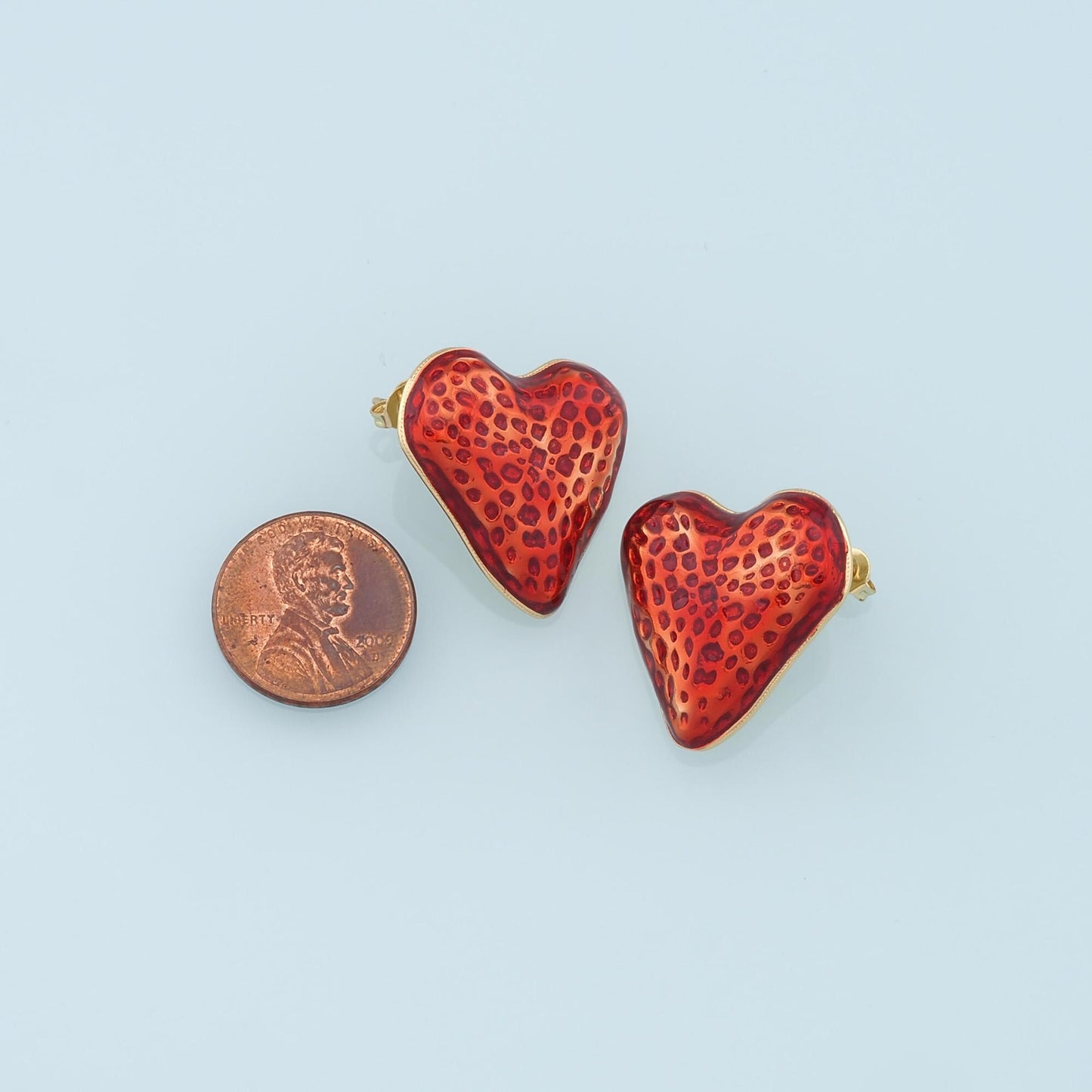 1pair 18K Gold Filled Enamel Heart Stud Earrings,Gold Earrings,Dainty Earrings