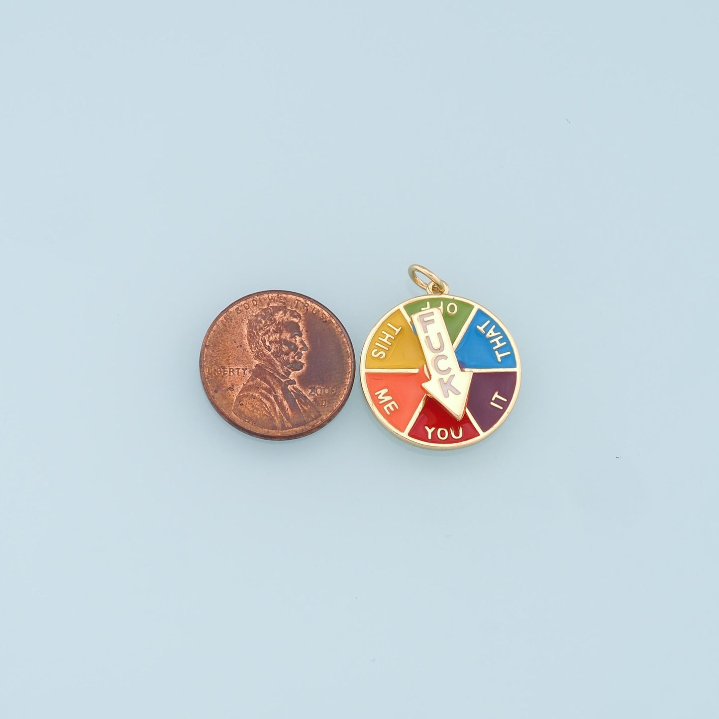 Gold Spinner Fuck Charms,18K Gold Filled Mood Pendant,Funny Colorful Enamel Charm Bracelet Necklace for DIY Jewelry Making Supply