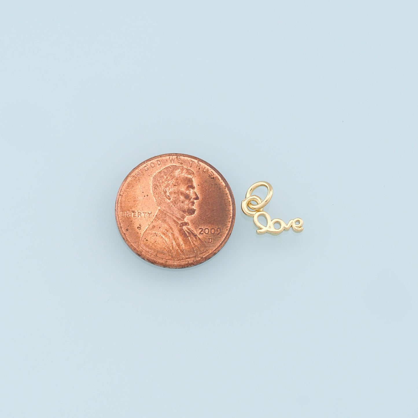 Gold Tiny letter Charms,18K Gold Filled Love Pendant,Love Charm Bracelet Necklace for DIY Jewelry Making Supply