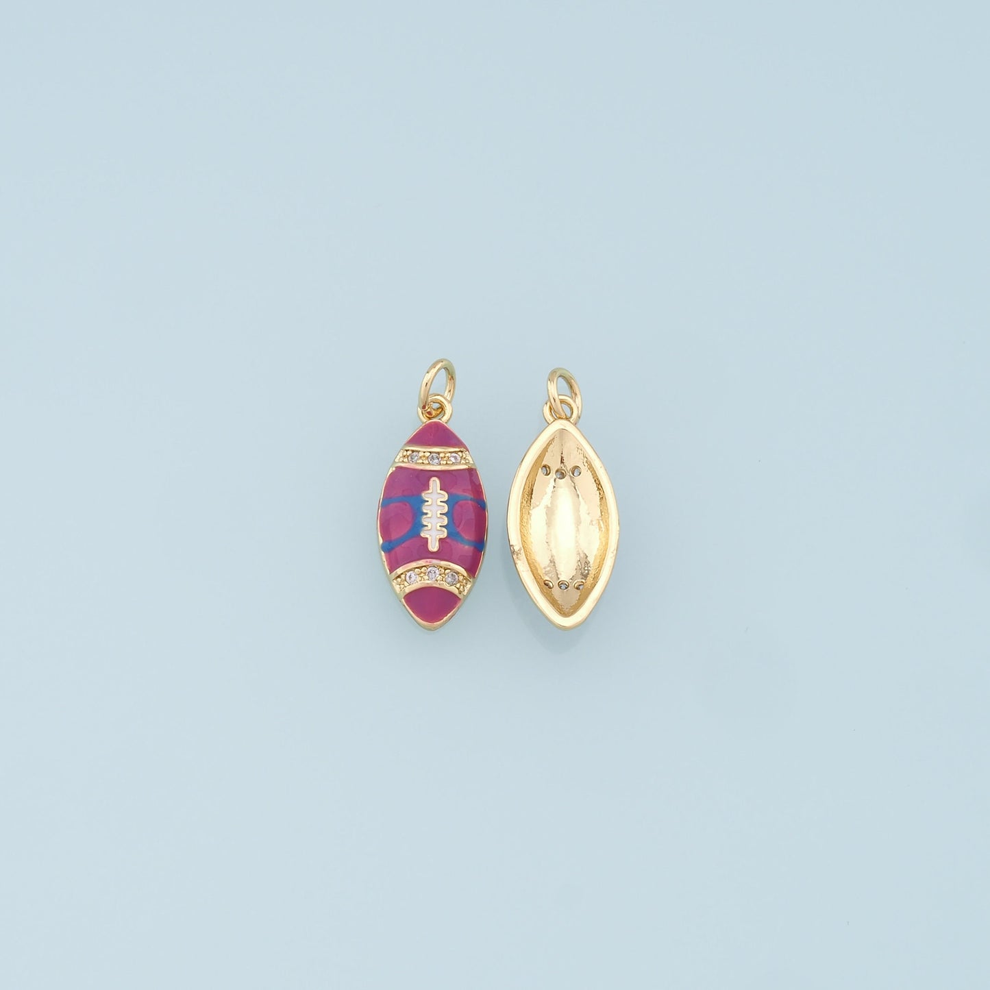 Gold Football Charms,18K Gold Filled Football Pendant,Enamel Football Charm Bracelet Necklace for DIY Jewelry Making Supply