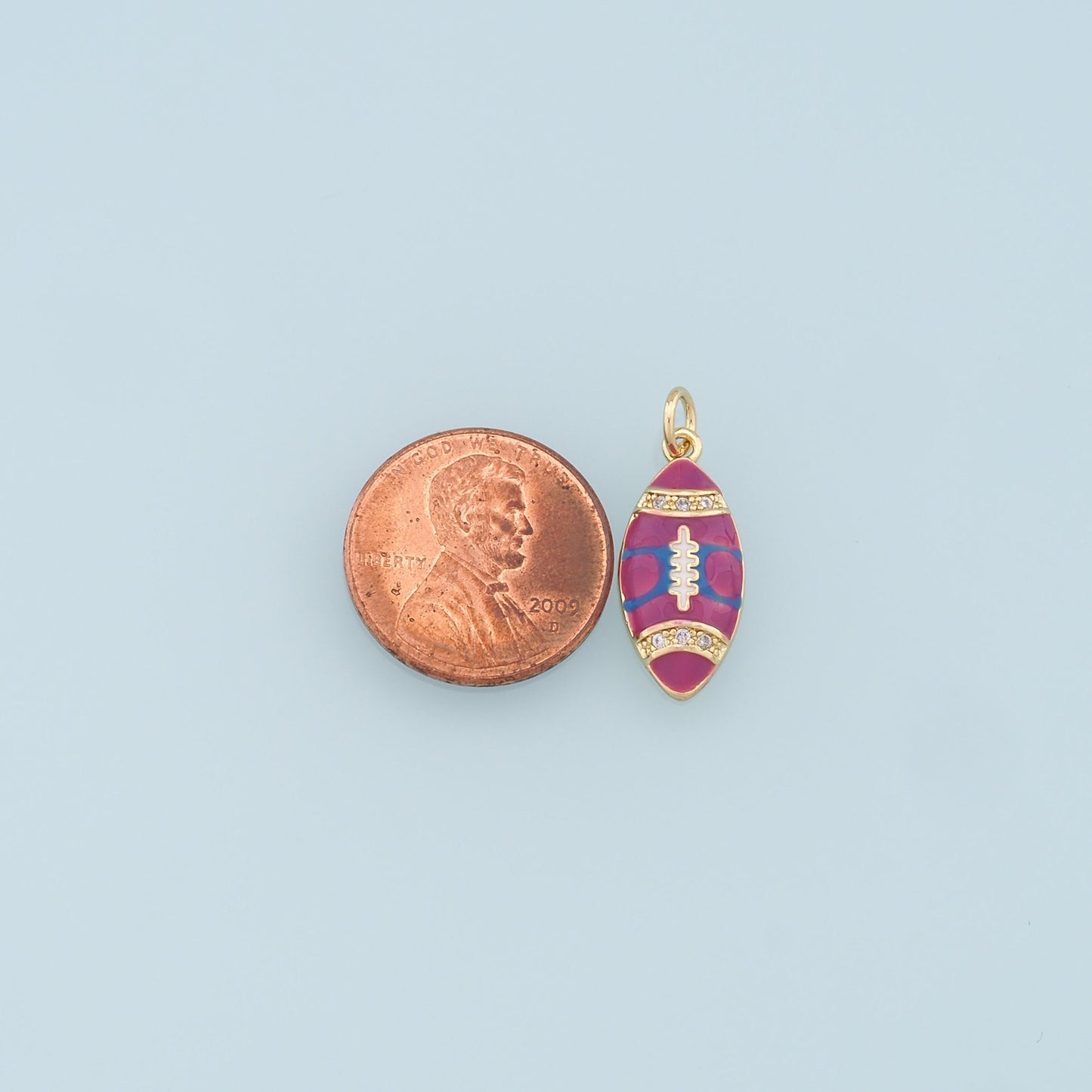 Gold Football Charms,18K Gold Filled Football Pendant,Enamel Football Charm Bracelet Necklace for DIY Jewelry Making Supply
