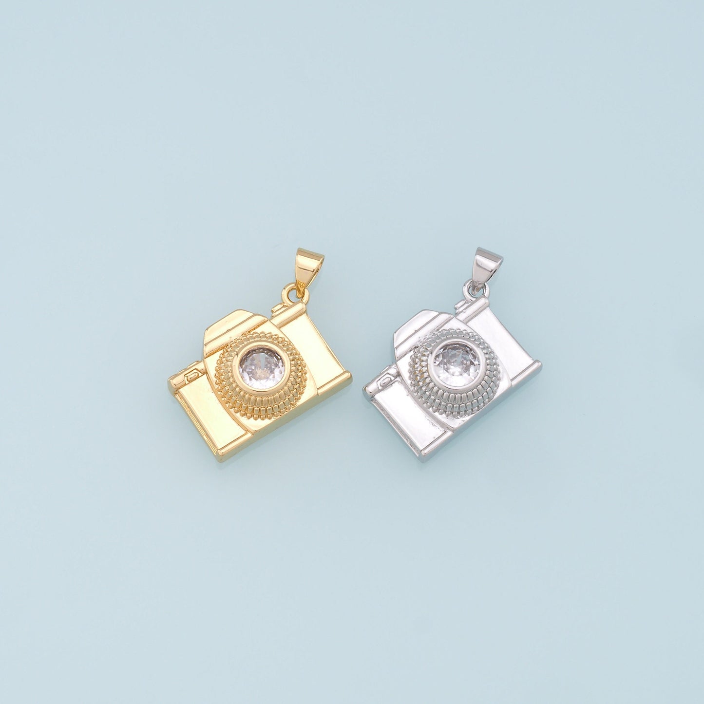 Gold Camera Charms,18K Gold Filled Camera Pendant,Camera Charm Bracelet Necklace for DIY Jewelry Making Supply