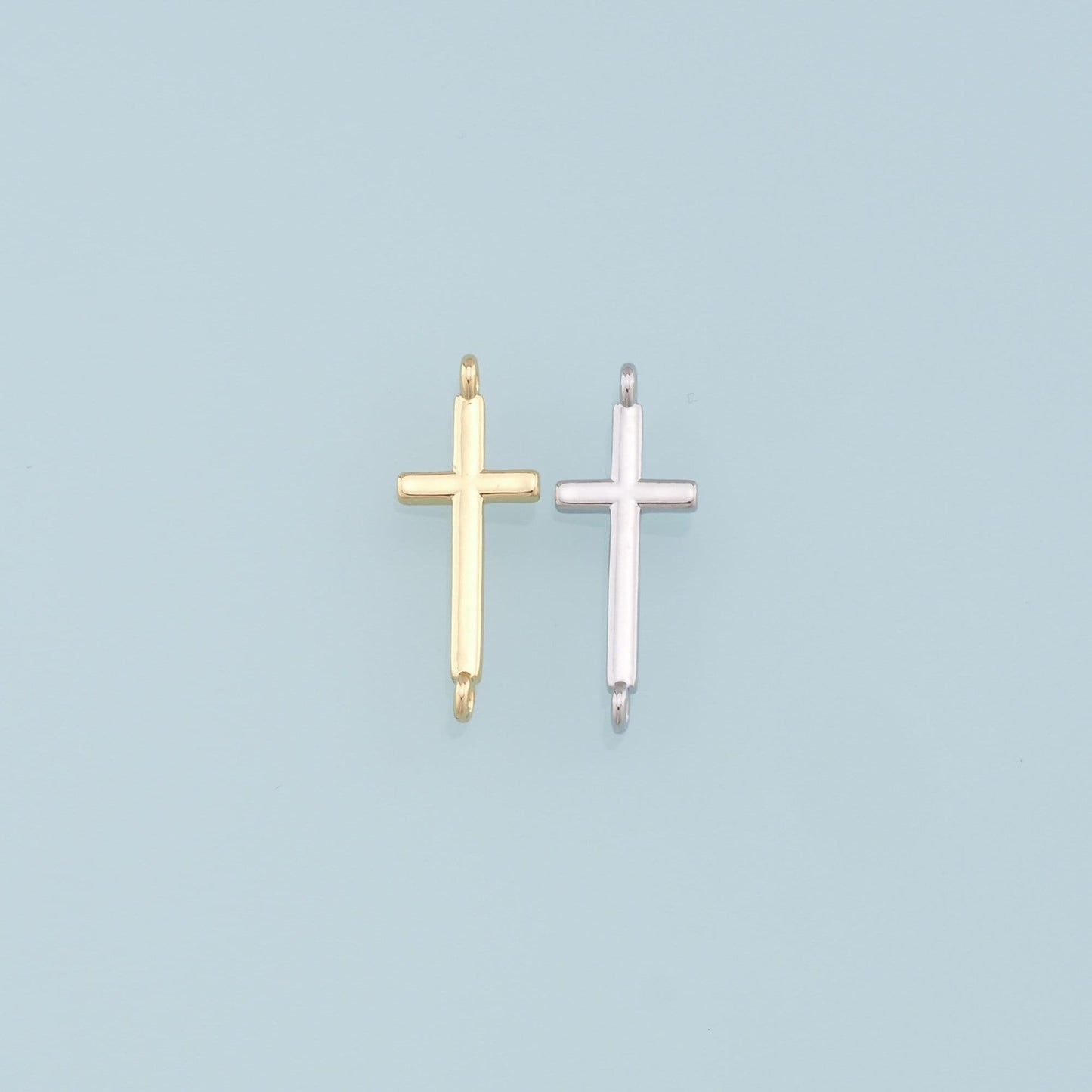 Gold Cross Connector Charms,18K Gold Filled Cross Pendant,Religion Charm Bracelet Necklace for DIY Jewelry Making Supply