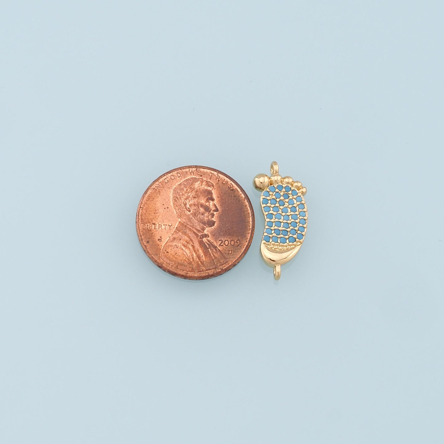 Gold Foot Connector Charms,18K Gold Filled Foot Pendant,Baby Charm Bracelet Necklace for DIY Jewelry Making Supply