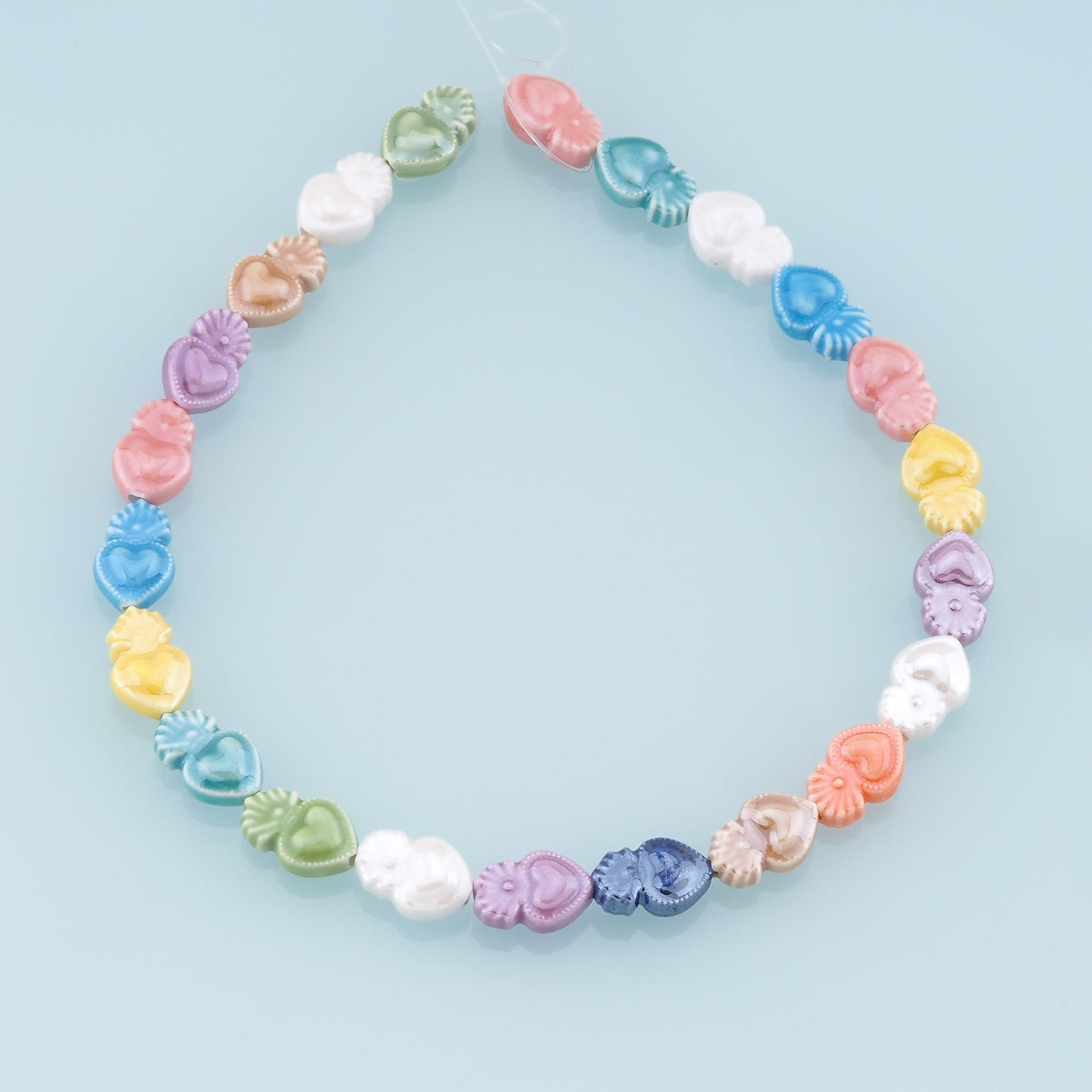 Mixed 22pcs Ceramic Sacred Heart Beads,Sacred Heart Bead,Lampwork Colorful Heart Beads for DIY Jewelry Making Supply,Random Colors