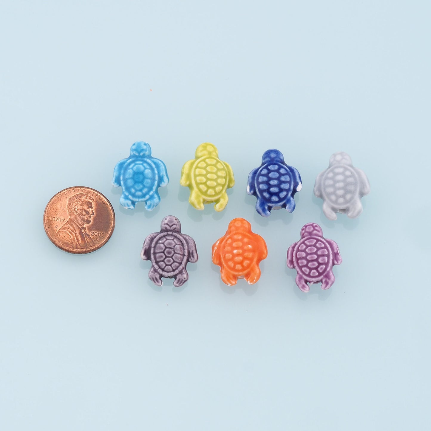 Mixed 22pcs Ceramic Turtle Beads,Turtle Bead,Lampwork Colorful Turtle Beads for DIY Jewelry Making Supply,Random Colors