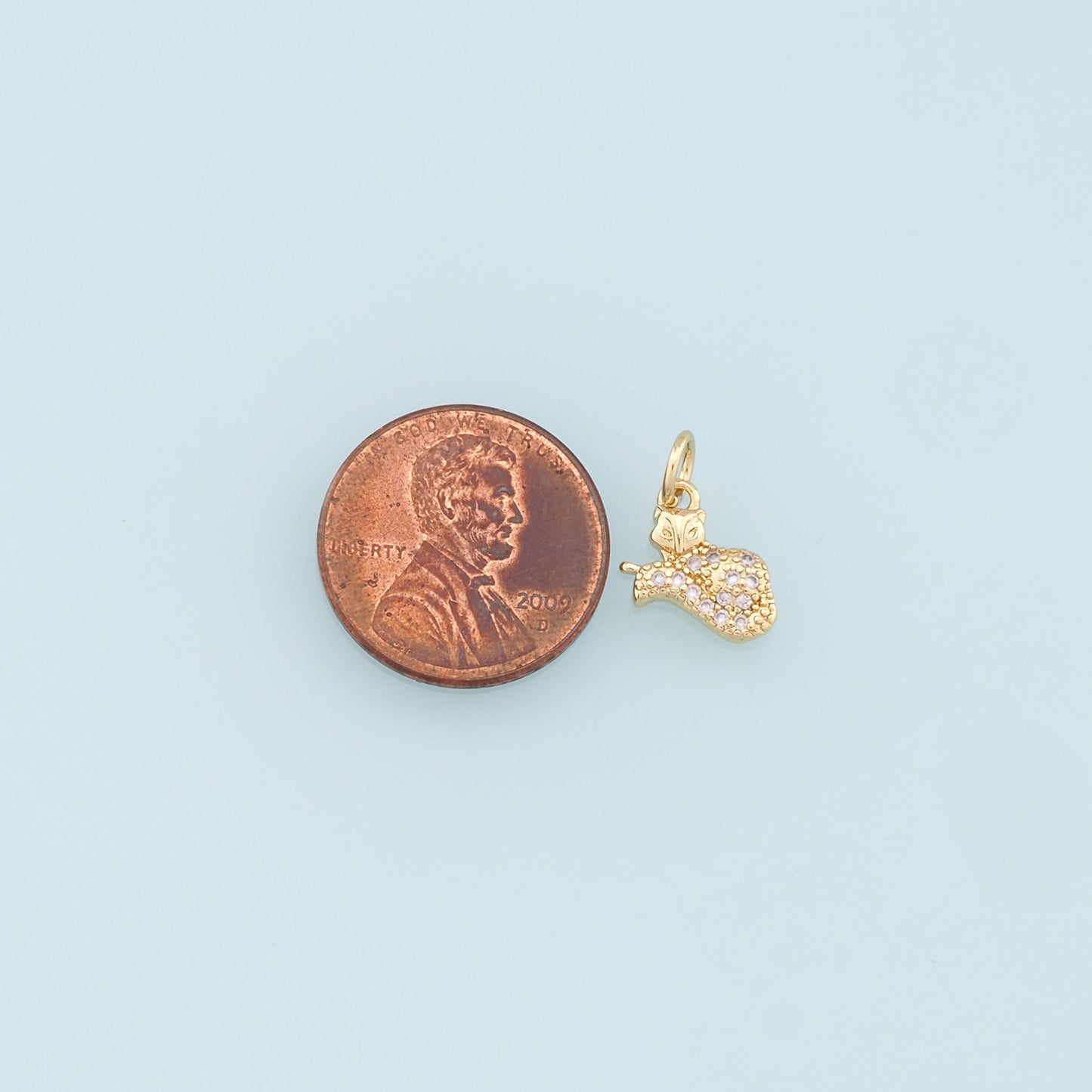 18K Gold Filled Fox Pendant,CZ Micro Pave Fox Charm Bracelet Necklace for DIY Jewelry Making Supply