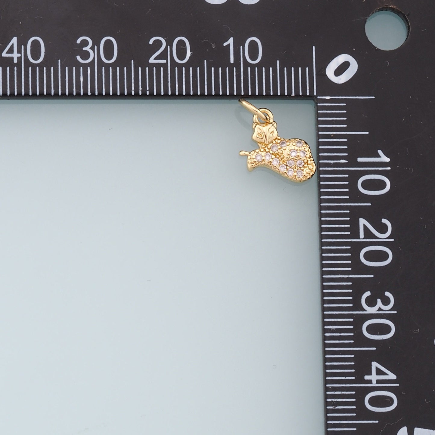 18K Gold Filled Fox Pendant,CZ Micro Pave Fox Charm Bracelet Necklace for DIY Jewelry Making Supply