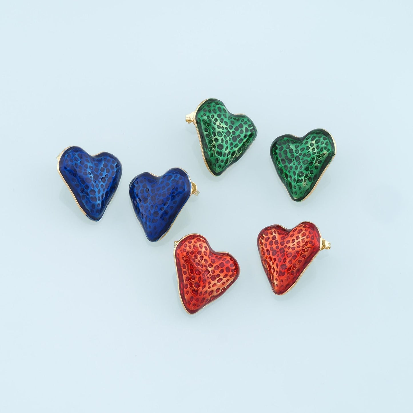 1pair 18K Gold Filled Enamel Heart Stud Earrings,Gold Earrings,Dainty Earrings