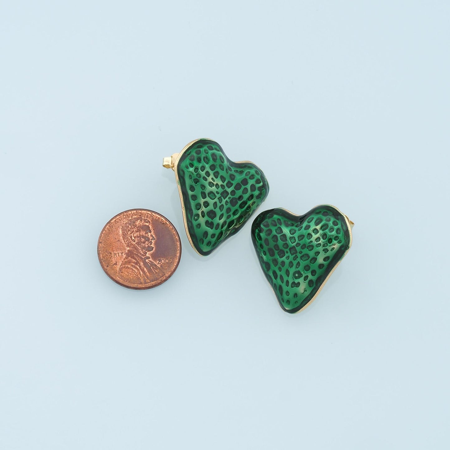 1pair 18K Gold Filled Enamel Heart Stud Earrings,Gold Earrings,Dainty Earrings