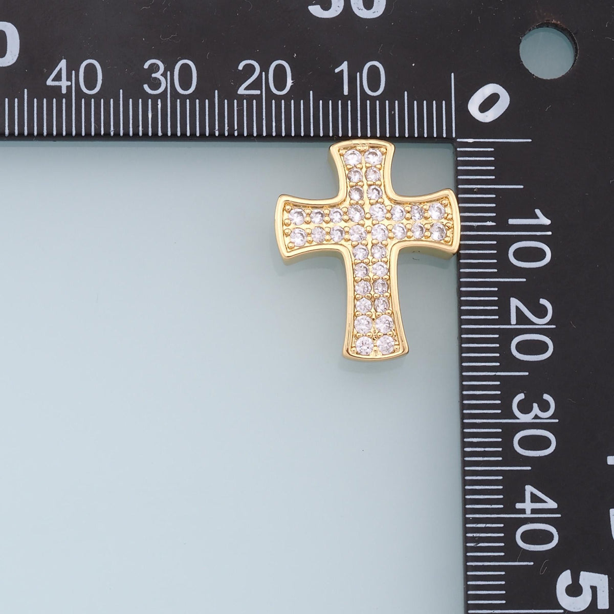 18K Gold Filled Cubic Zirconia Cross Charm Pendant for Jewelry Making