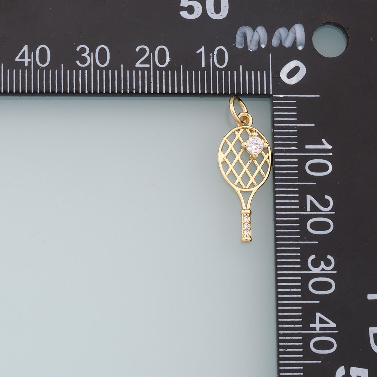 Gold tennis racket Charms,18K Gold Filled CZ tennis racket Pendant,tennis racket Charm Bracelet Necklace for DIY Jewelry Maki