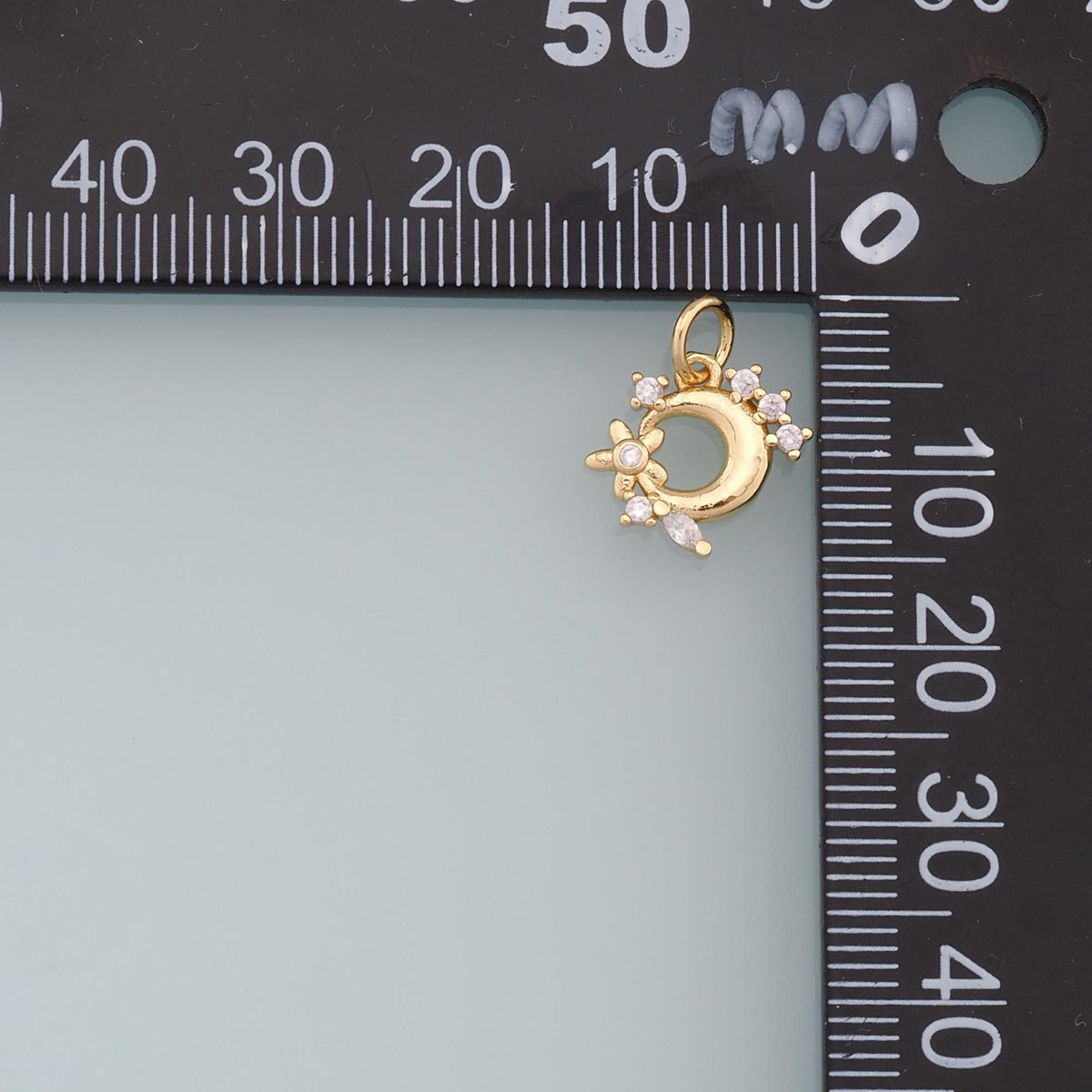 18K Gold Filled Cubic Zirconia Moon Charm Pendant for Jewelry Making