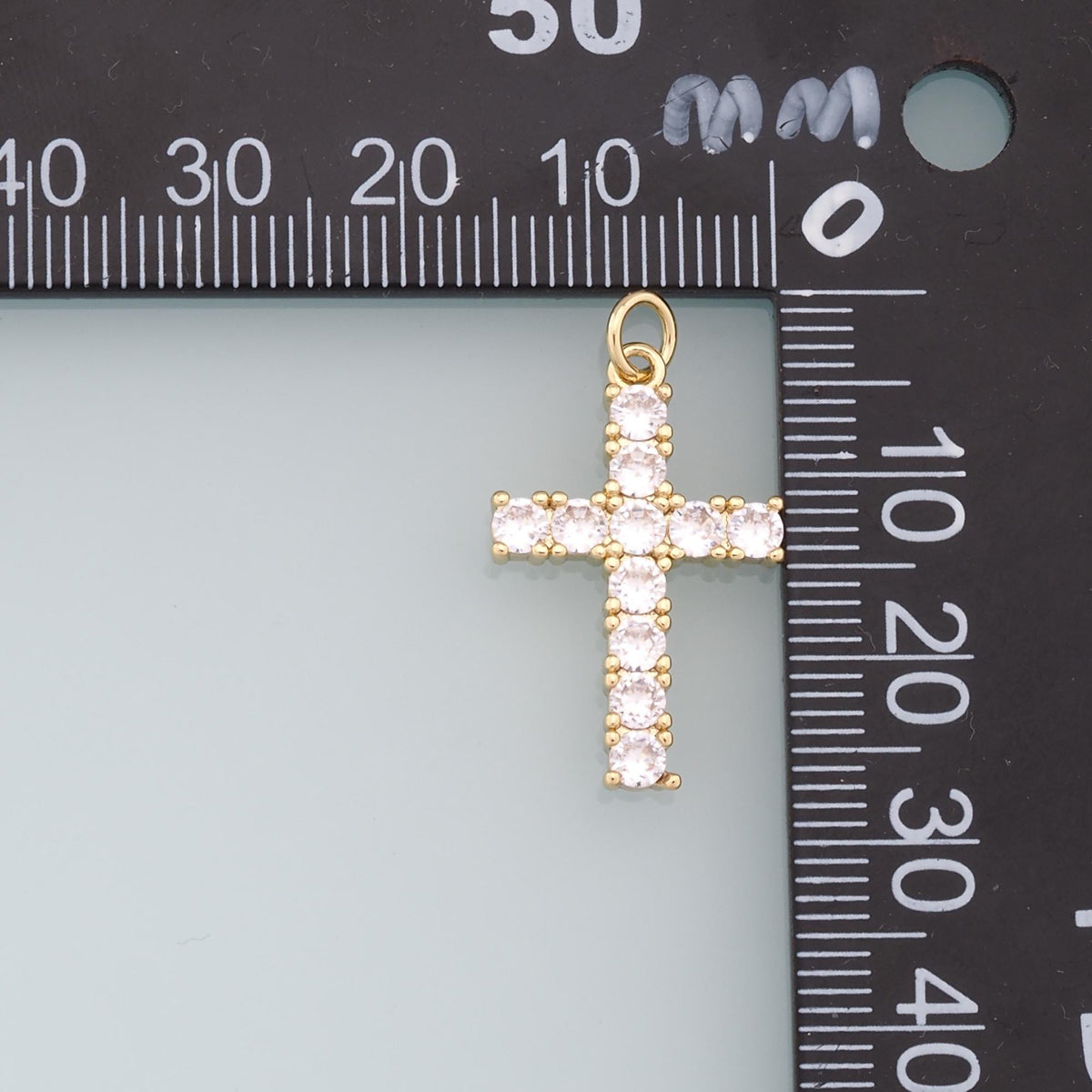 Gold Cross Charms,18K Gold Filled Cross Pendant,CZ Micro Pave Cross Charm Bracelet Necklace for DIY Jewelry Making Supply