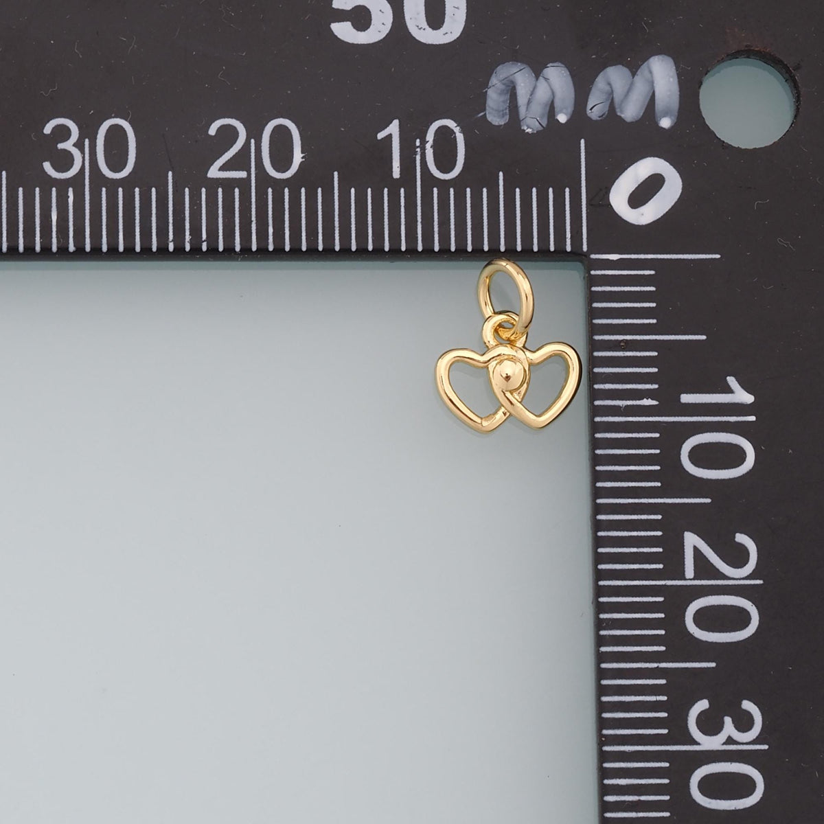 Gold Heart Charms,18K Gold Filled Tiny Heart Pendant,Double Heart Charm Bracelet Necklace for DIY Jewelry Making Supply