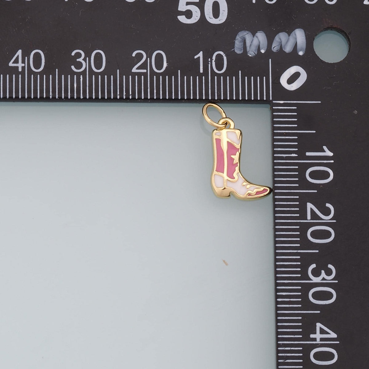 Gold Boots Charms,18K Gold Filled Boots Pendant,Enamel Cowboy Boots Charm Bracelet Necklace for DIY Jewelry Making Supply