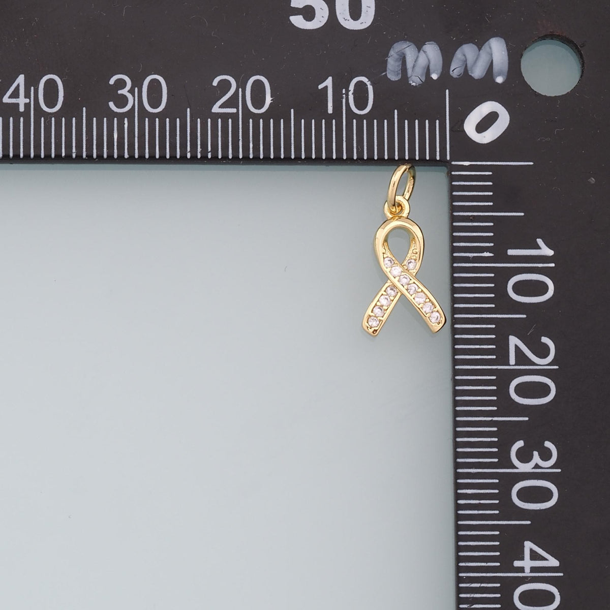 Gold AIDS Charms,18K Gold Filled AIDS Pendant,Silver Ribbon Cancer Awareness Charm Bracelet Necklace for DIY Jewelry Making S