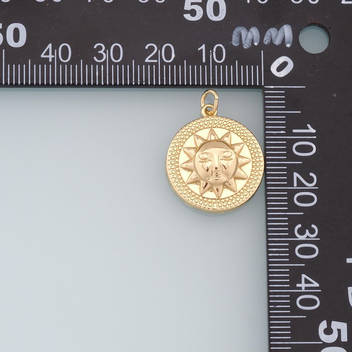 18K Gold Filled Sun Charm Pendant for Jewelry Making
