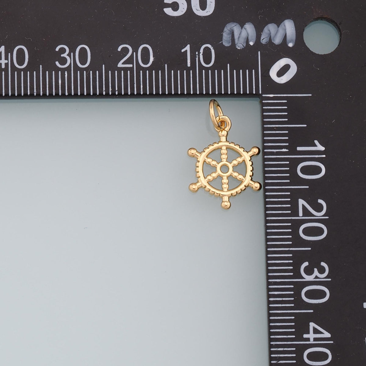 18K Gold Filled Rudder Pendant,Nautical Charm Bracelet Necklace for DIY Jewelry Making Supply