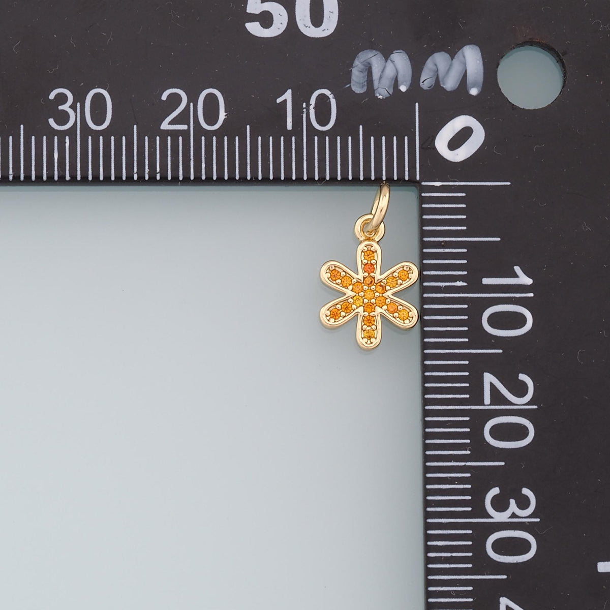 Gold Flower Charms,18K Gold Filled Flower Pendant,CZ Flower Charm Bracelet Necklace for DIY Jewelry Making Supply