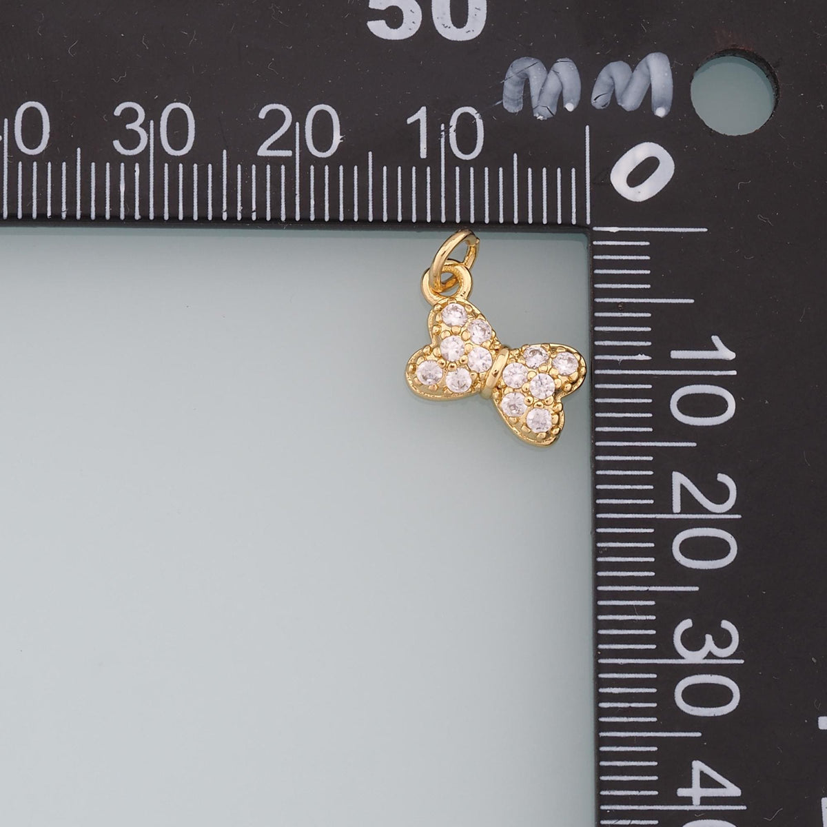 Gold Bow Charms,18K Gold Filled Tiny Bow Pendant,CZ Bow tie Charm Bracelet Necklace for DIY Jewelry Making Supply