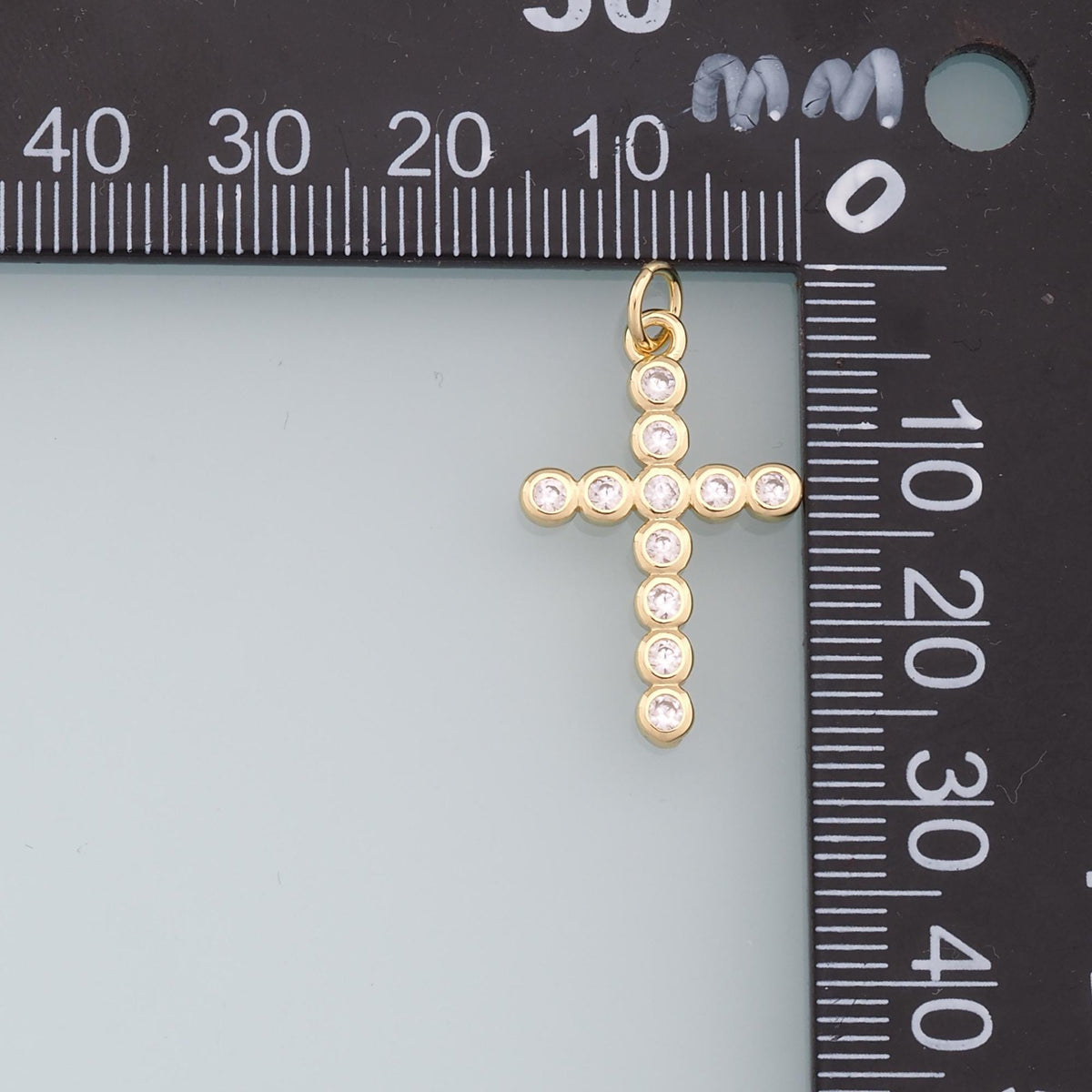 18K Gold Filled Cubic Zirconia Cross Charm Pendant for Jewelry Making