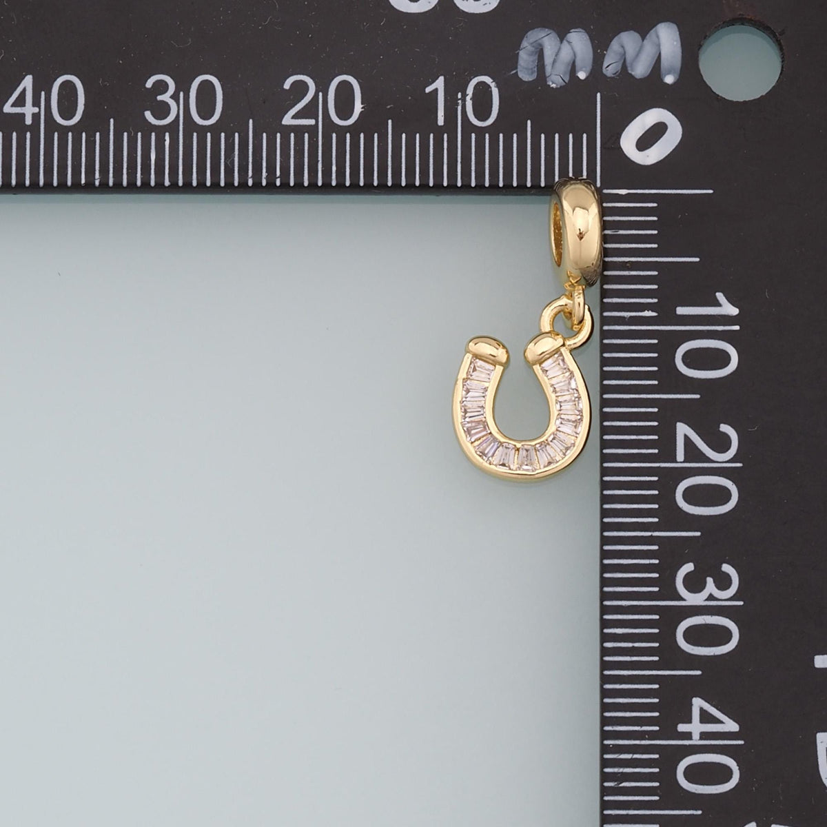 18K Gold Filled Cubic Zirconia Horseshoe Charm Pendant for Jewelry Making