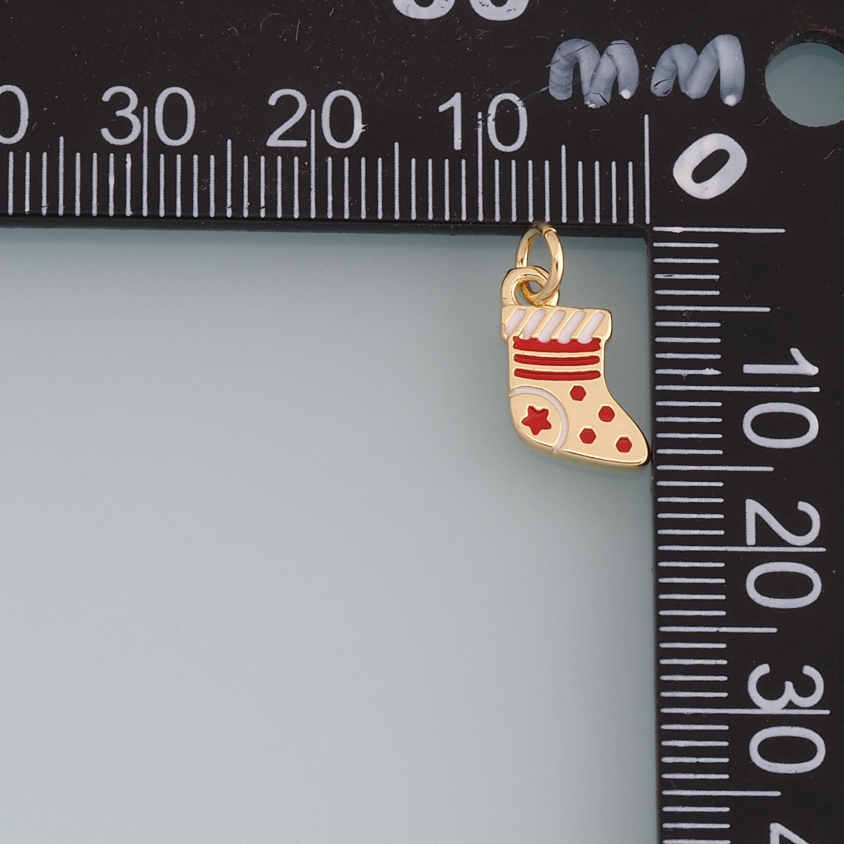 Gold Christmas Charms,18K Gold Filled Christmas Stocking Pendant Charm Bracelet Necklace for DIY Jewelry Making Supply