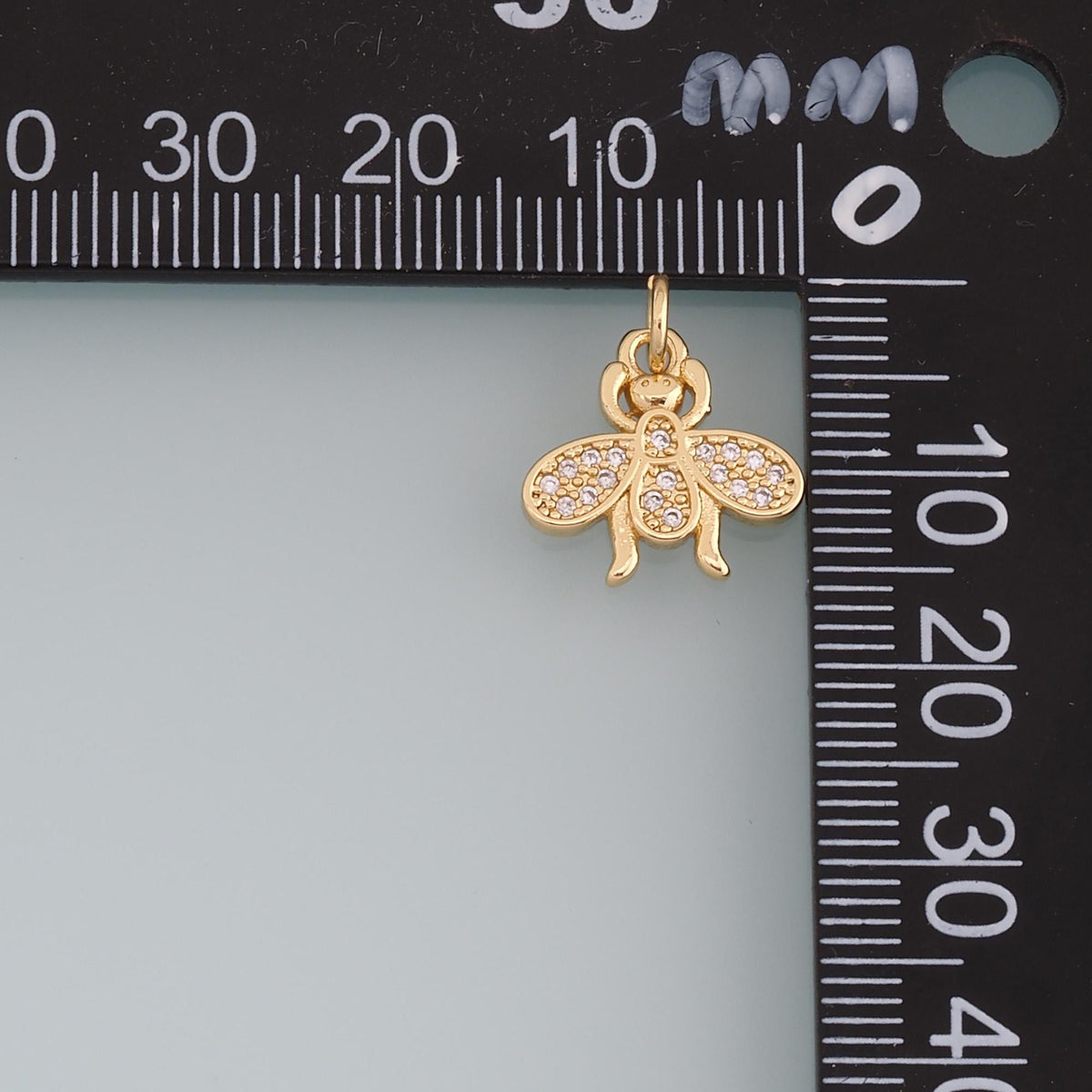 Gold Tiny Bee Charms,18K Gold Filled CZ Coin Bee Pendant,Bee Charm Bracelet Necklace for DIY Jewelry Making Supply