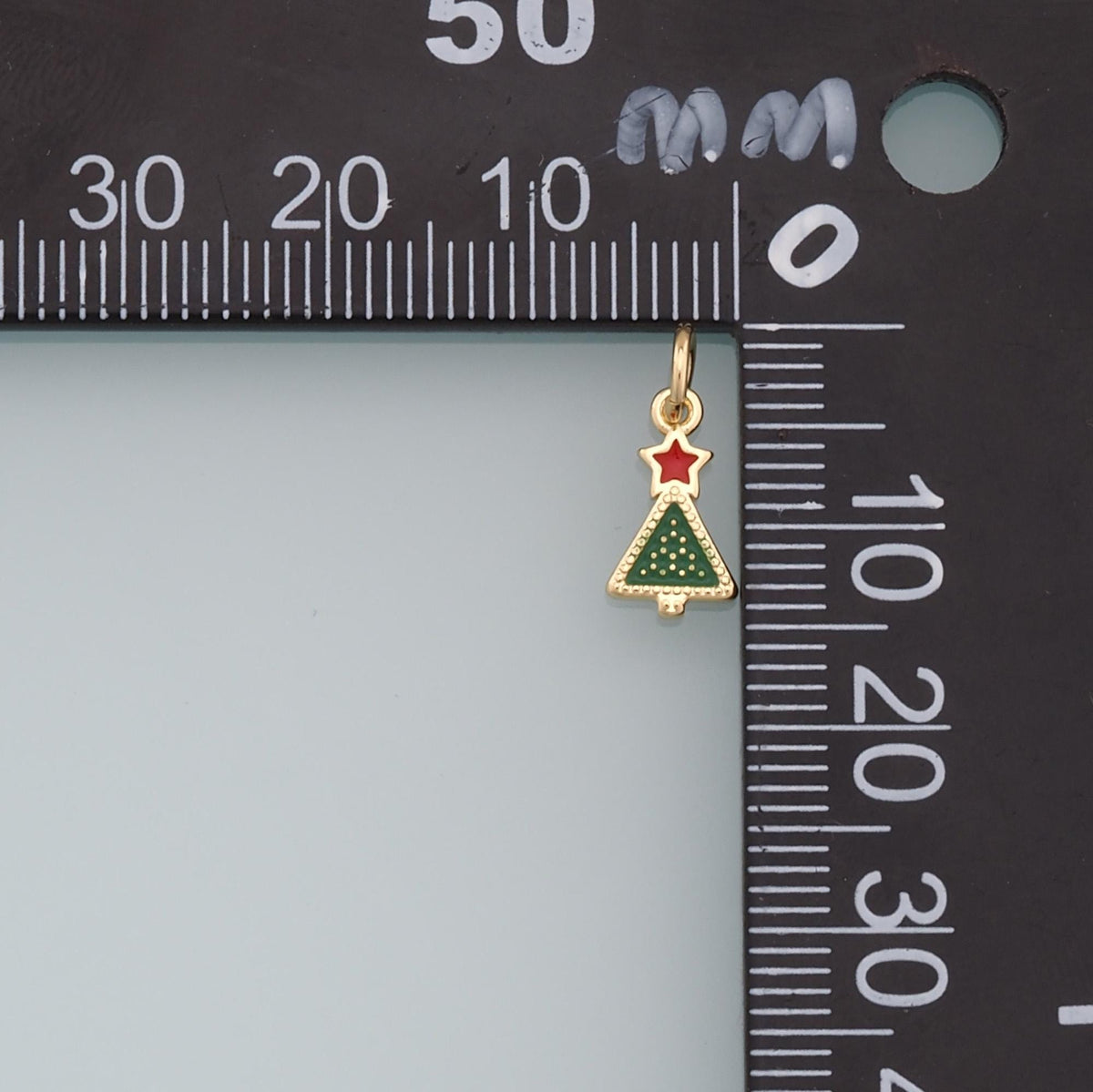 Gold ChristmasCharms,18K Gold Filled Christmas Tree Pendant Charm Bracelet Necklace for DIY Jewelry Making Supply