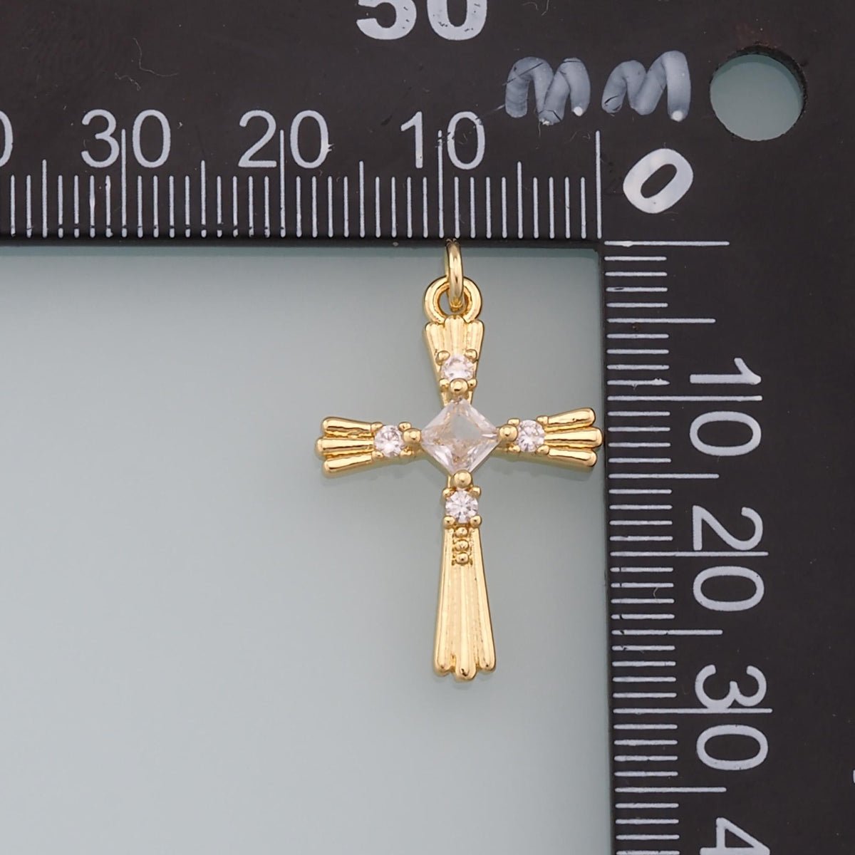 Gold Cross Charms,18K Gold Filled Cross Pendant,CZ Cross Charm Bracelet Necklace for DIY Jewelry Making Supply