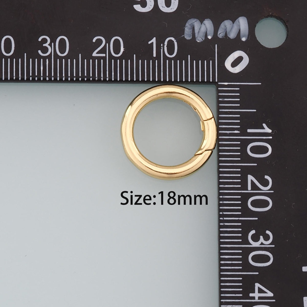 18K Gold Filled Round Carabiner Clasp,Carabiner Lock Connector,Spring Push Gate for DIY Jewelry Finding Necklace Bracelet 18m