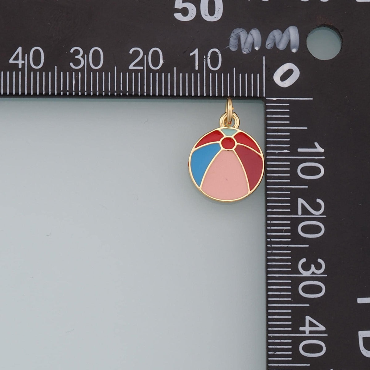 Gold Beach Ball Charms,18K Gold Filled Enamel Ball Pendant,Basket Ball Charm Bracelet Necklace for DIY Jewelry Making Supply