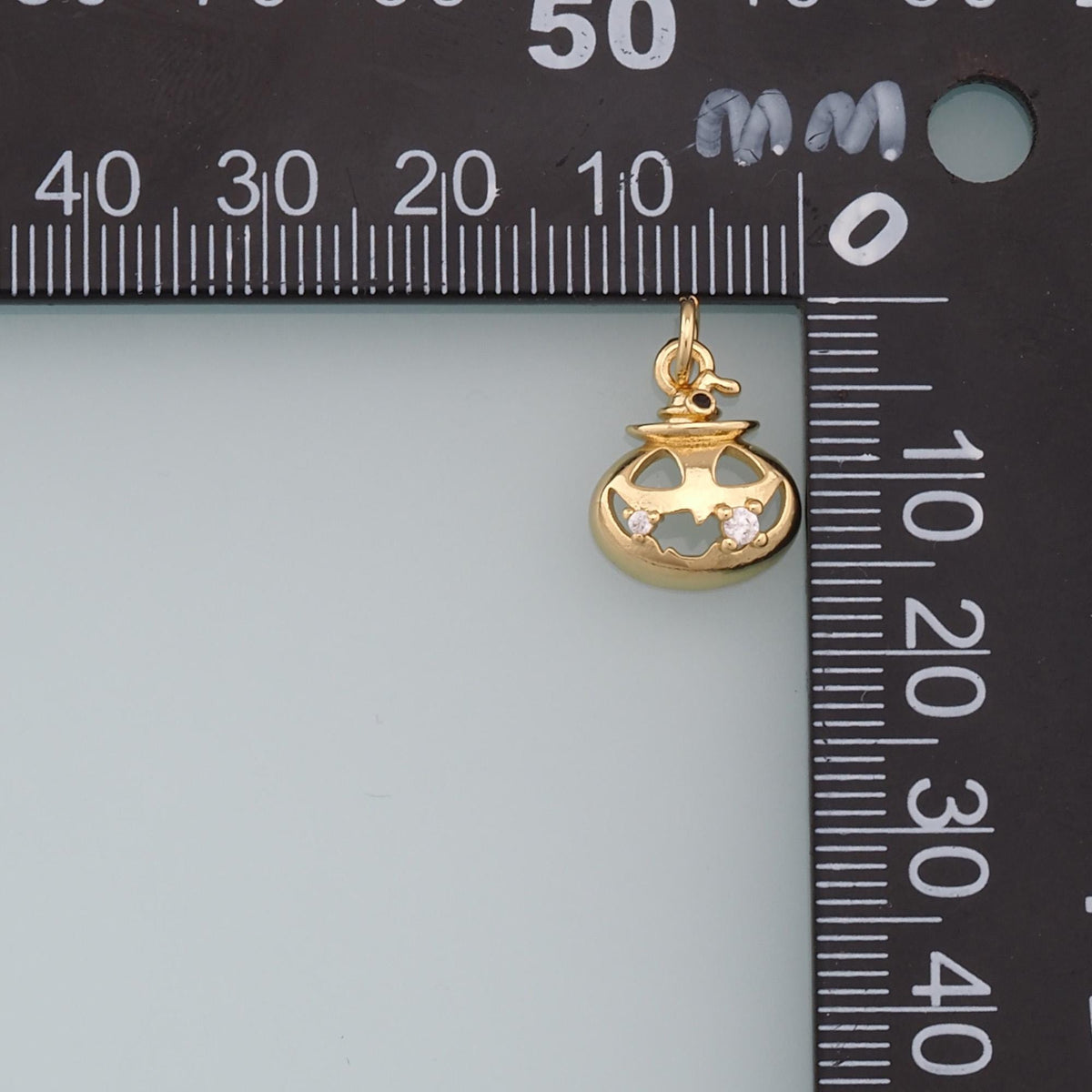 Gold Pumpkin Charms,18K Gold Filled Halloween Cauldron Pendant,Pumpkin Charm Bracelet Necklace for DIY Jewelry Making Supply