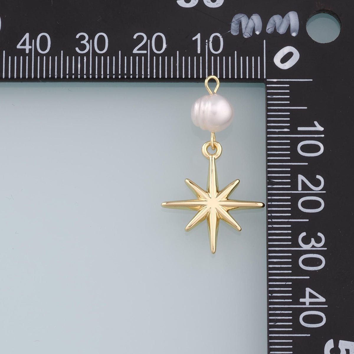 18K Gold Filled Pearl Star Pendant,Dainty Star Charm Bracelet Necklace for DIY Jewelry Making Supply