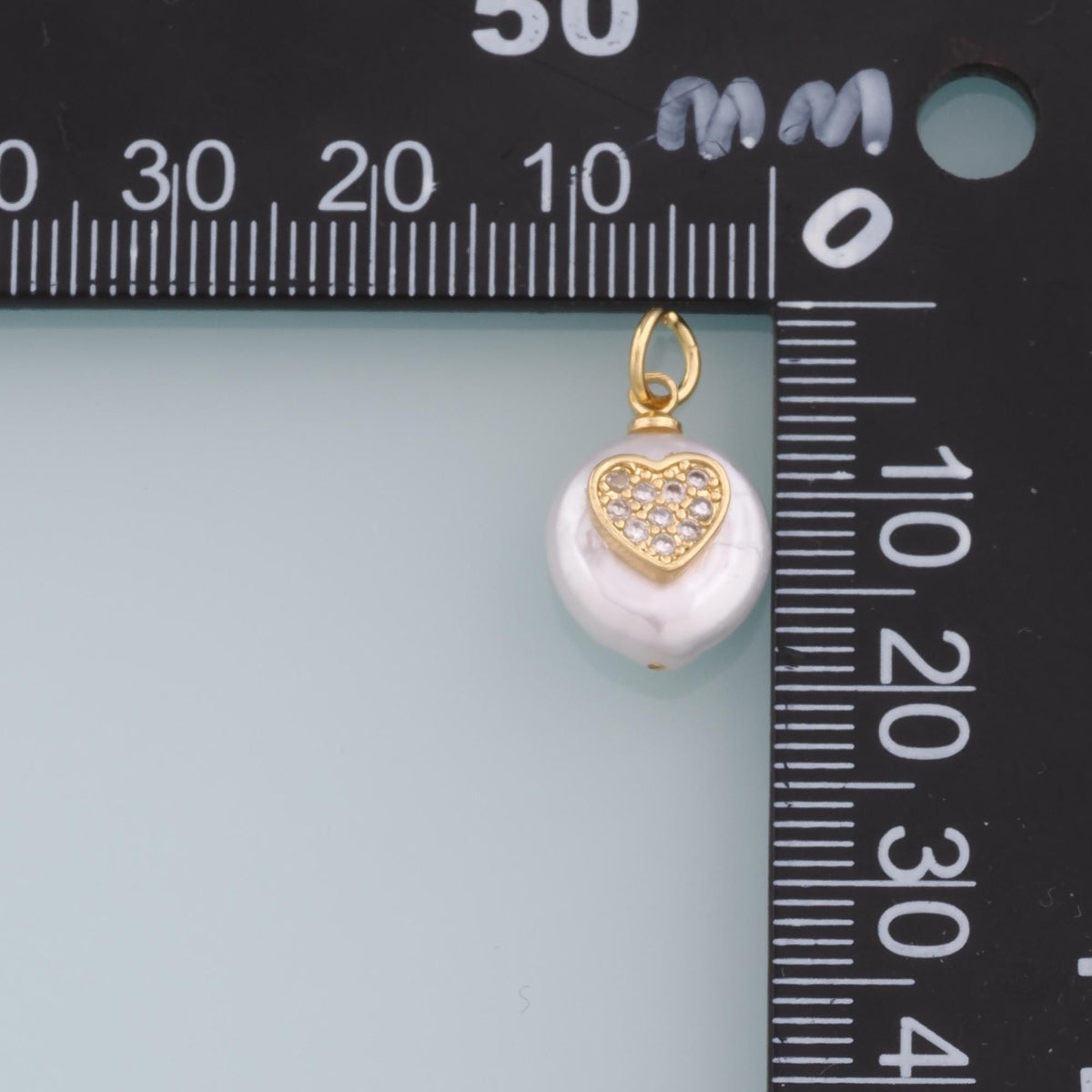 18K Gold Filled Pearl Heart Pendant,CZ Micro Pave Heart Charm Bracelet Necklace for DIY Jewelry Making Supply