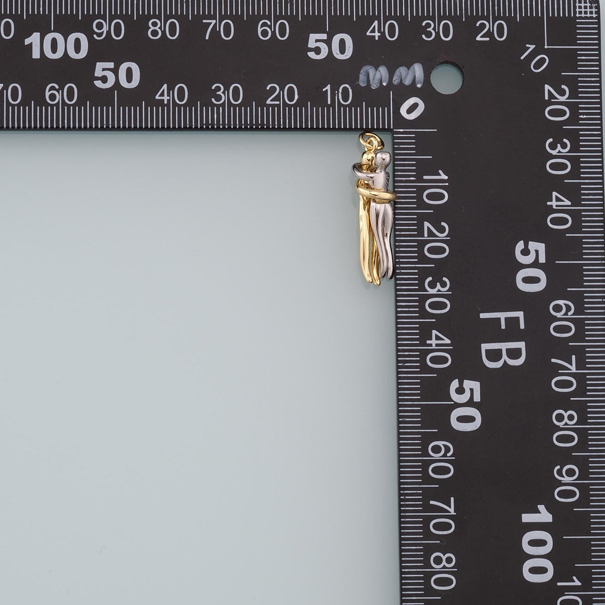 Hugging Couple Charms,18K Gold Filled Dancing Hugging Pendant,Soulmate Charm Bracelet Necklace for DIY Jewelry Making Supply