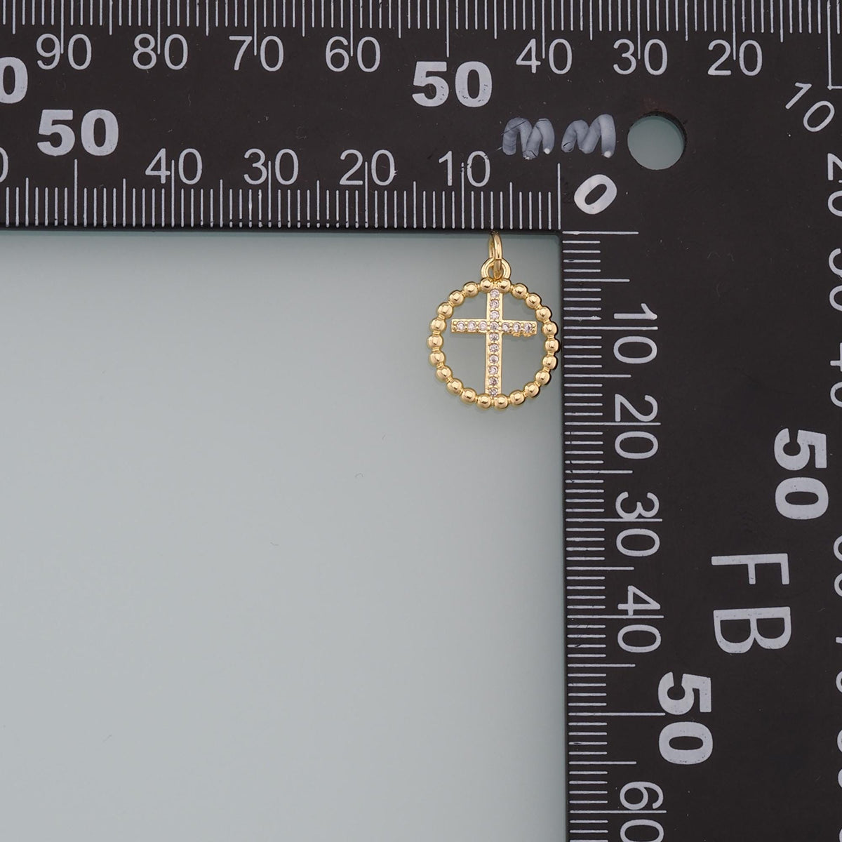 18K Gold Filled Cross CZ Charm Pendant for Jewelry Making