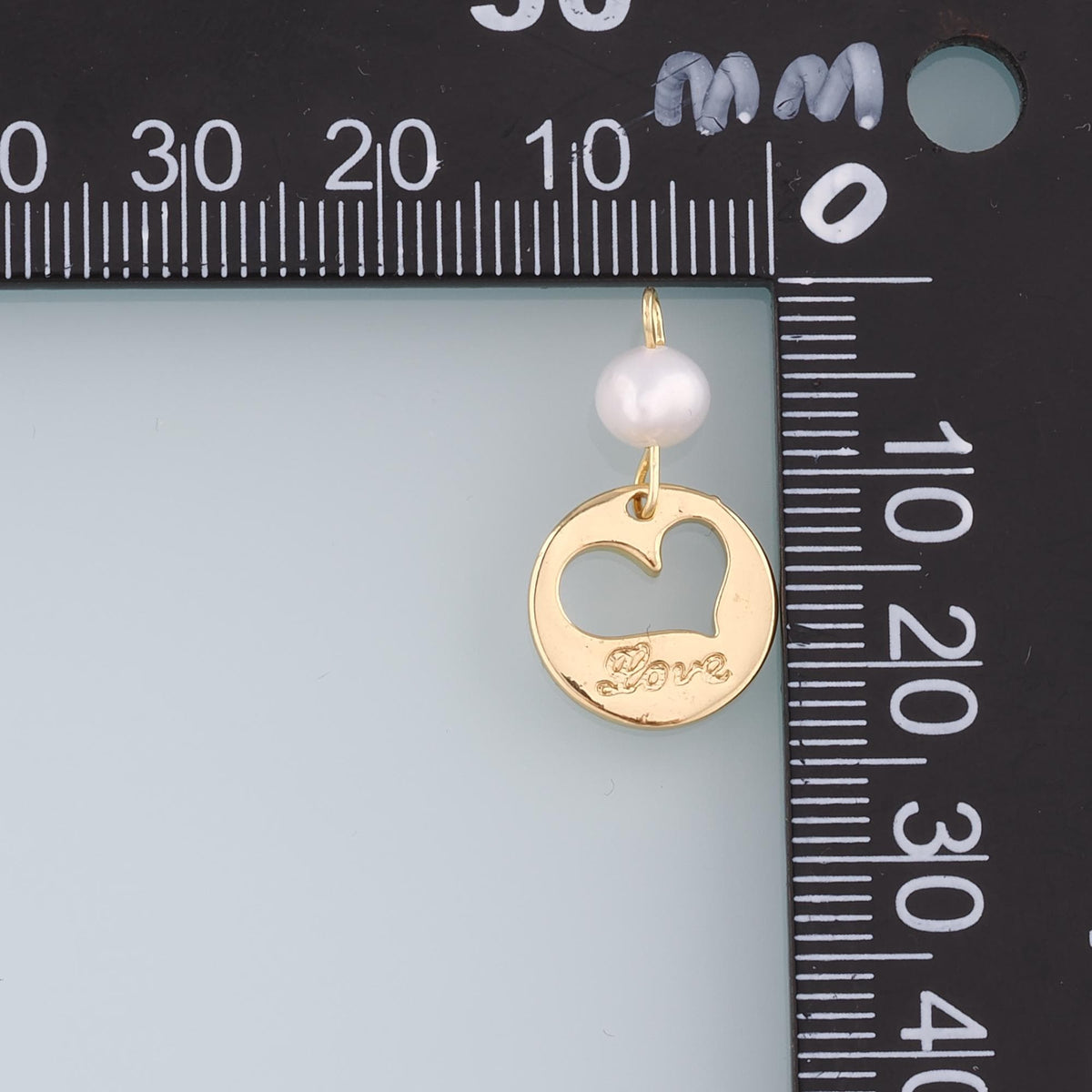 18K Gold Filled Pearl Heart Pendant,Love Charm Bracelet Necklace for DIY Jewelry Making Supply