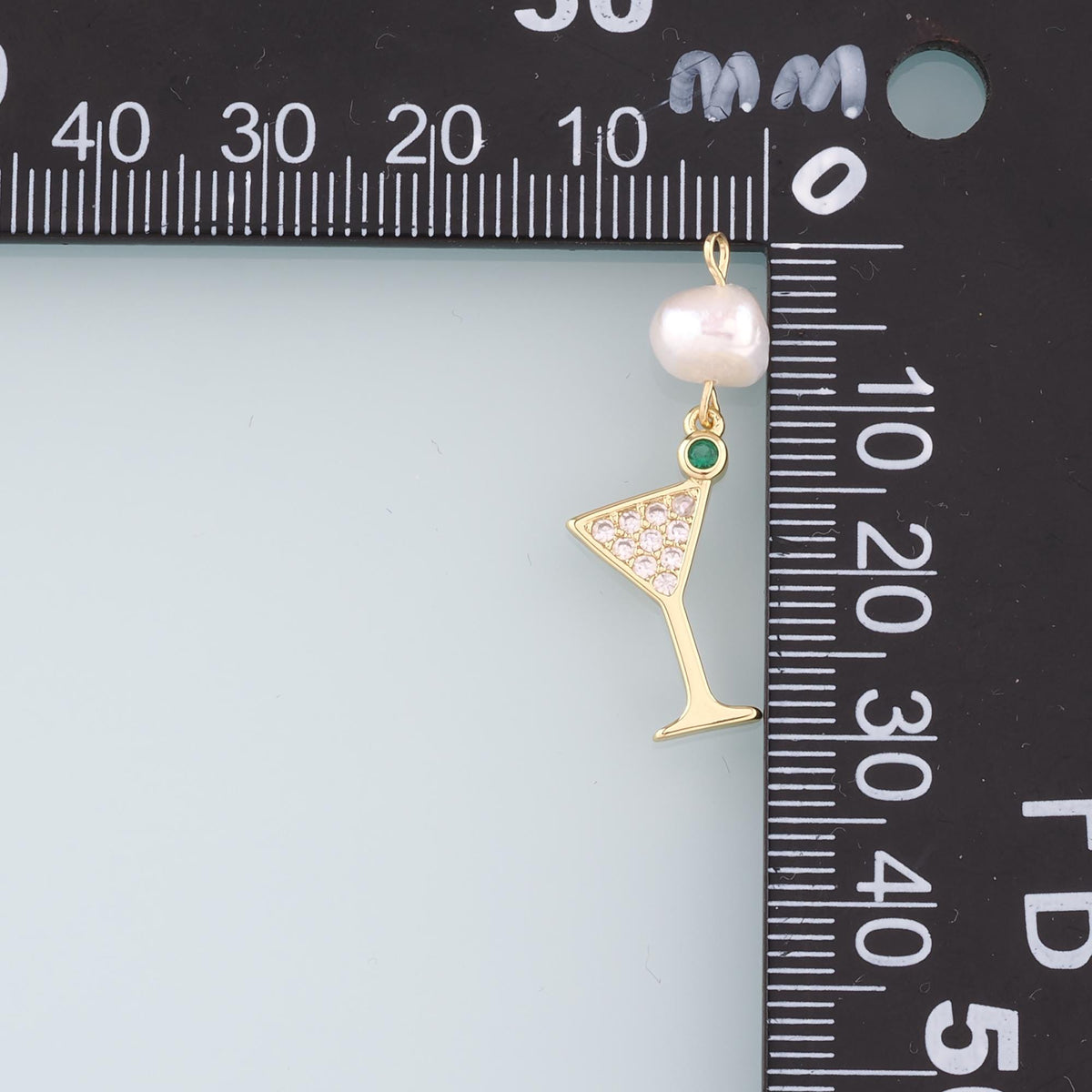 Gold Wine Glass Charms,18K Gold Filled Pearl Wine Glass Pendant,CZ Wine Glass Charm Bracelet Necklace for DIY Jewelry Making