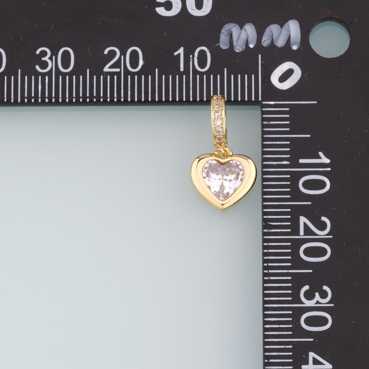 18K Gold Filled Heart Pendant,CZ Micro Pave Heart Charm Bracelet Necklace for DIY Jewelry Making Supply