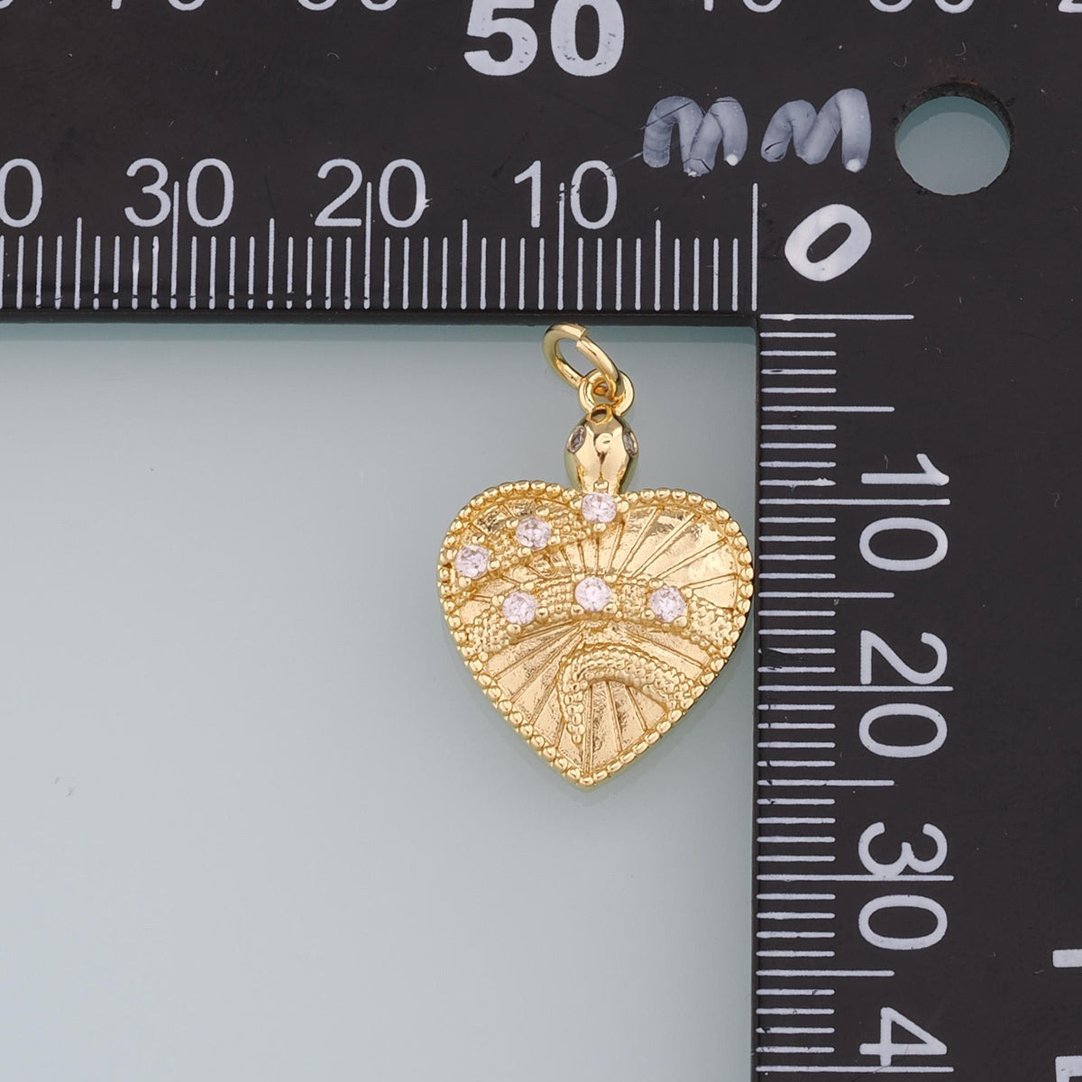 18K Gold Filled Heart Pendant,CZ Micro Pave Heart Charm Bracelet Necklace for DIY Jewelry Making Supply
