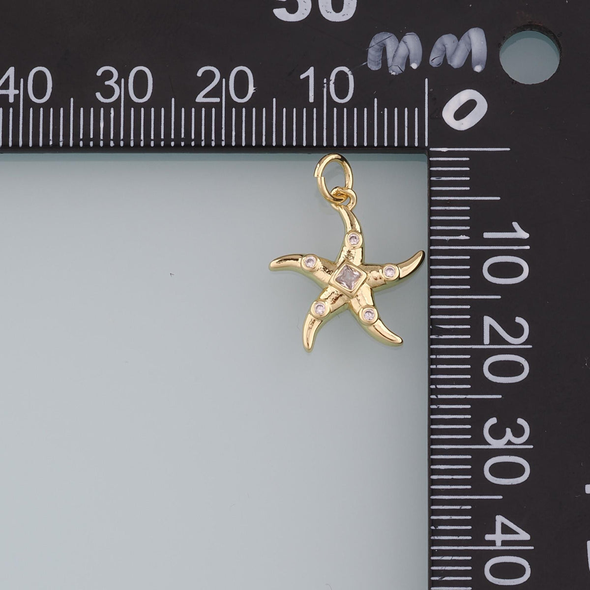 18K Gold Filled Starfish Pendant,CZ Starfish Charm Bracelet Necklace for DIY Jewelry Making Supply