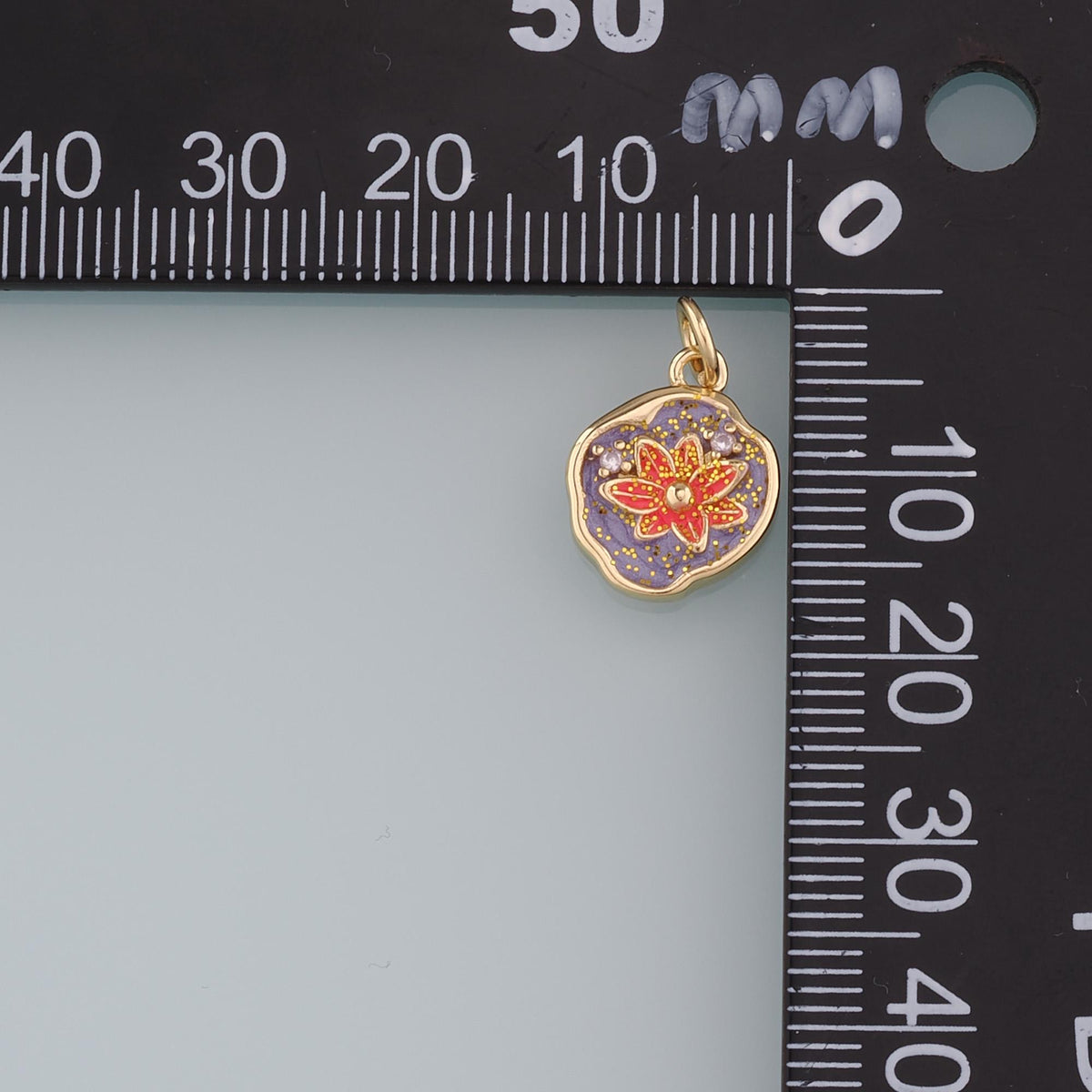 18K Gold Filled Enamel Flower Charm Pendant for Jewelry Making