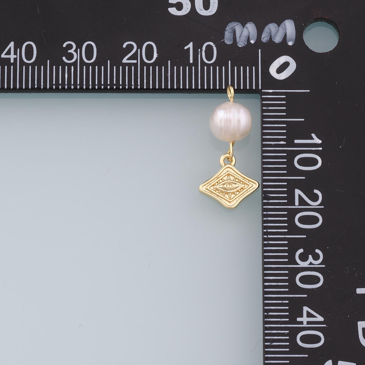 18K Gold Filled Pearl Evil Eye Charm Pendant for Jewelry Making