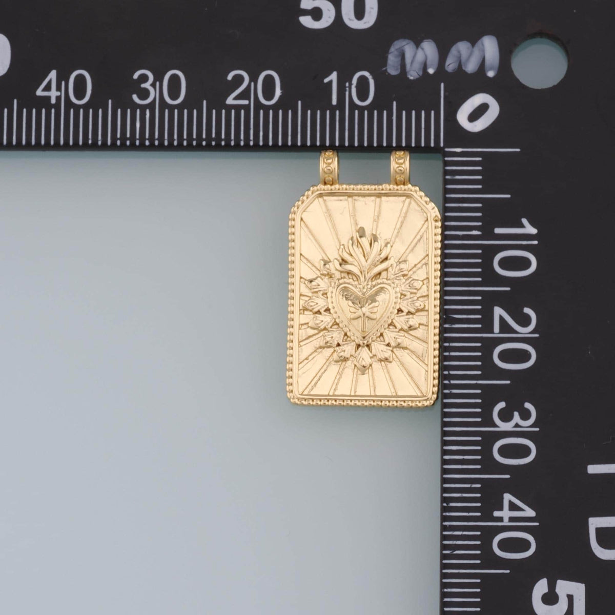 18K Gold Filled Sacred Heart Pendant,Rectangle Sacred Heart Charm Bracelet Necklace for DIY Jewelry Making Supply